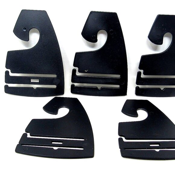 5 Black Neck Tie Hangers Plastic Necktie Hooks Double Slot - Picture 1 of 6